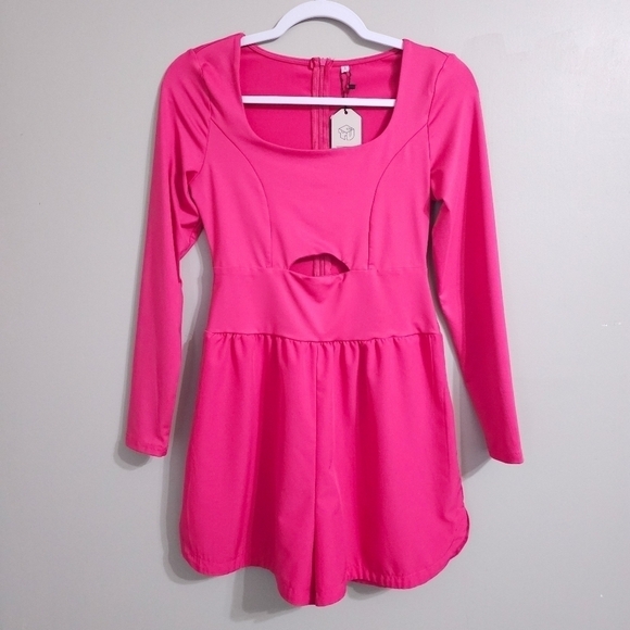 Pants - Boutique Athletic Long Sleeved Romper - Magenta Pink size small
